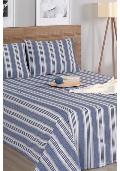 Sport Çizgili Çarşaf + Yastık Kılıfı Seti Tek Kişilik Soft Line Lacivert Lacivert