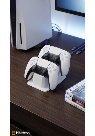 Duo-sync Çiftli Gamepad Standı - 2'li Oyun Konsolu Kol Tutucu Ve Masaüstü Düzenleyici - Beyaz