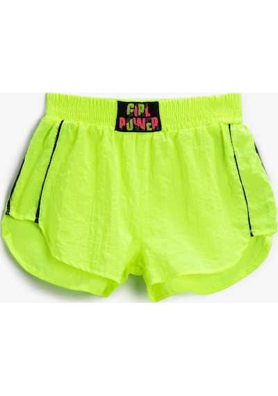 Koton Mini Şort Şerit Detaylı Beli Lastikli Neon Sarı 2skg40102aw 2SKG40102AWNS3 Sarı