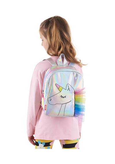Denokids Kız Çocuk Unicorn Desenli Gümüş Çanta Tek Beden