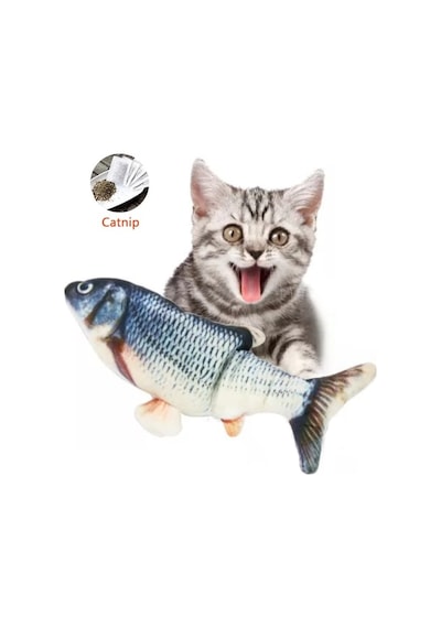 Tineke Balık Kedi Nanesi Otlu Çıngıraklı Peluş Kedi Oyuncağı