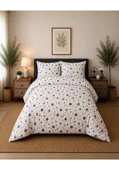 Çift Kişilik Nevresim Takımı %100 Pamuk 200x220 Lastikli Çarşaflı 160x200 Siyah
