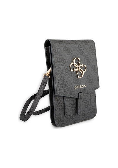 Guess Lisanslı Omuz Çantası Askılı Mıknatıs Kapaklı 4G Desen 4G Logolu 5 Hazneli Gri