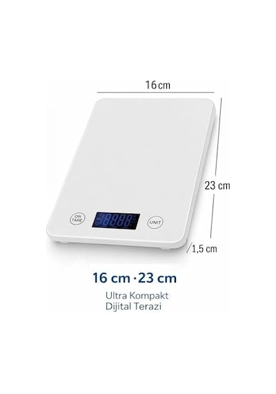 Topaz Premium Dijital Mutfak Tartısı 10kg Temperli Beyaz Cam, Geniş Lcd Ekran, Yüksek Hassasiyet Sensör Şık Ve Dayanıklı Tasarım Geniş Yüzey 23x16cm Açık Bej