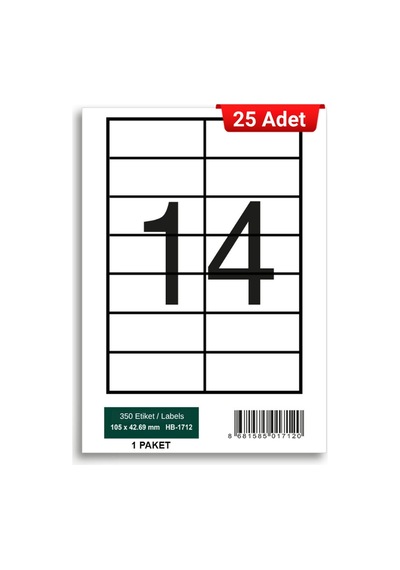 Herboy Hb-1712 105 X 42,69 Mm A4 Laser Etiket 25 Adet