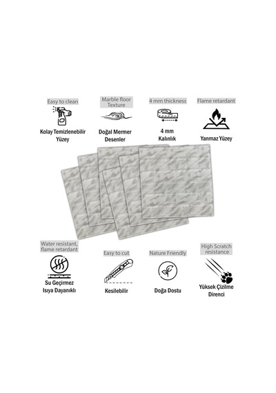 Tink 3 Boyutlu Duvar Paneli Kabartmalı Metro Desenli Pvc 41x41 Cm/ 6 Adet /1 M² Diğer