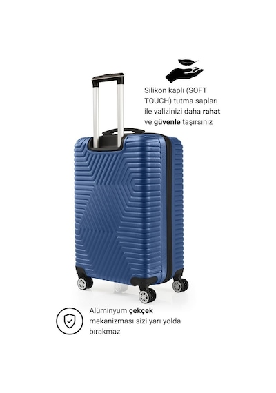 G&d Polo Suitcase Abs Kabin Ve Orta Boy Çivit Mavi 2'li Valiz Seti 600.05-set-ok Mavi
