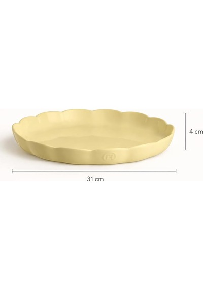 Emile Henry Madeleine Yivli Tart Tabağı, 30 Cm, Vanilya Çok Renkli