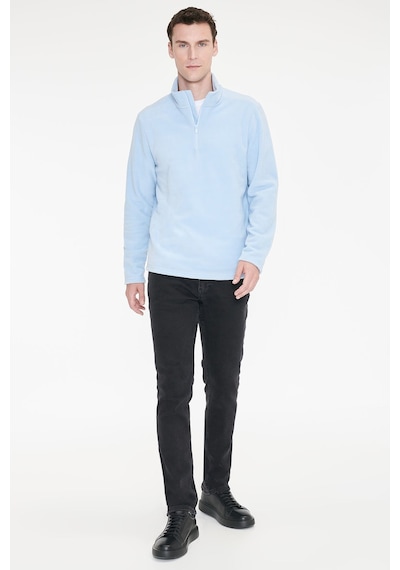 Ac&Co / Altınyıldız Classics Erkek Mavı Anti-pilling Tüylenme Yapmayan Standart Fit Dik Yaka Polar Sweatshirt Mavi