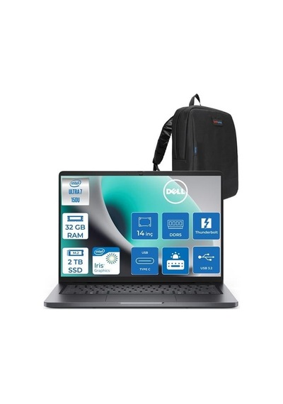 Dell Pro 14 PC14250C7165H11 Core 7-150U 32 GB 2 TB SSD 14" W11H Dizüstü Bilgisayar + Zetta Çanta