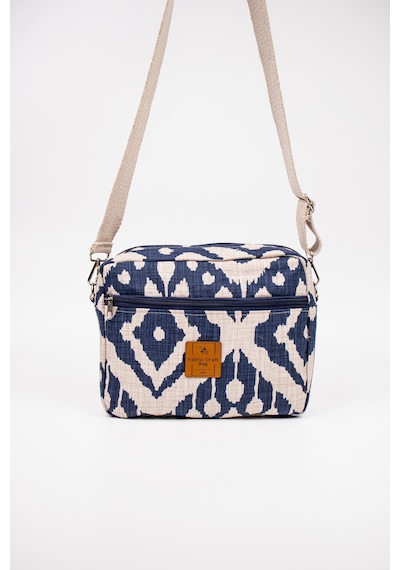 Fabric Craft Bag Çapraz Askılı Kadın Omuz Çantası Fermuarlı Günlük Kullanım Lacivert - Beyaz