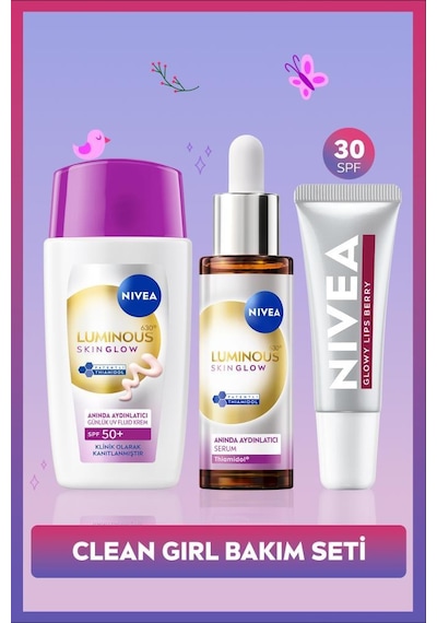 Spf50+ Güneş Koruyucu Luminous630 Skin Glow Yüz Kremi, Serum Ve Berry Renkli Dudak Parlatıcısı