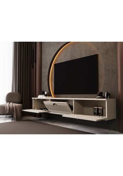 Melura Tv Ünitesi - Tv Sehpası 180 Cm Duvara Monte %100 Mdf Kumtaşı