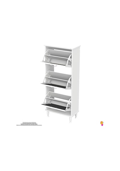 Modilayn Varbi Kapı Önü 52 X 127 X 25,5 Cm Lik 3 Düşer Kapak 6 Göz Bölmeli Ayakkabılık Antrasit - Beyaz