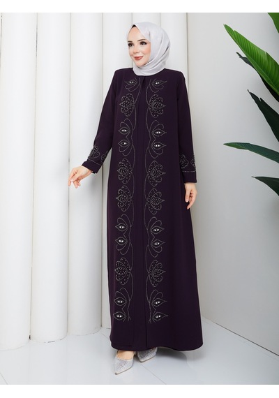 Eslemnur Lalezar Elbise Büyük Beden Anne Elbisesi Mürdüm