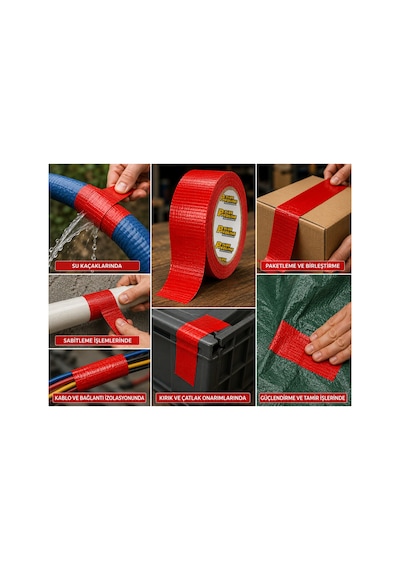 Pro Plus Kırmızı Tamir Bandı 48 Mm X 10 Metre Güçlü Yapışkanlı Dayanıklı Onarım Bandı Diğer