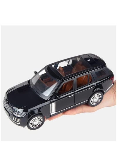 Range Rover Sport Diecast Metal Araba Kapıları-kaput-bagaj Açılır Işıklı Model Araba Siyah Renk