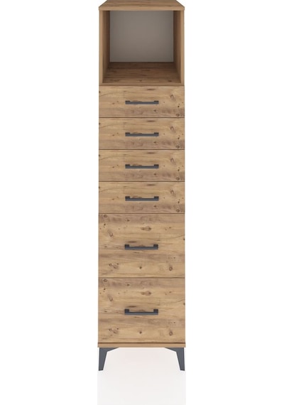 Kronos Dolap Tek Raflı 6 Çekmeceli 44x59x182 Çam-çam Çam