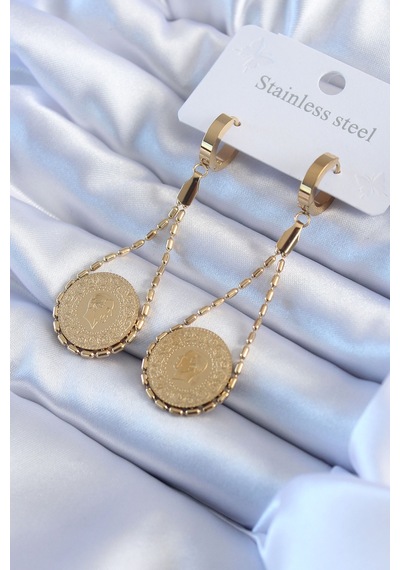 316l Çelik Gold Renk Çyrek Model Kadın Küpe - Tj-bkp8017 çok renkli