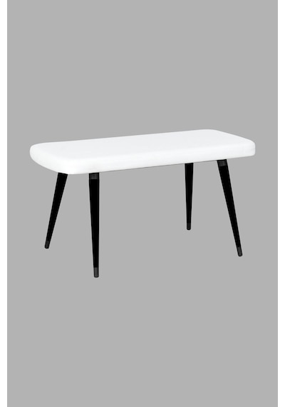 Vilinze Eames Ahşap Ayak Deri Mutfak Masası Bankı Beyaz