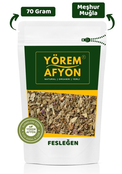 Yörem Afyon Muğla Yöresinden Hoş Kokulu Güneşte Kurutulmuş Yerli Mahsul Fesleğen, Ocimum Basilicum 70gr.