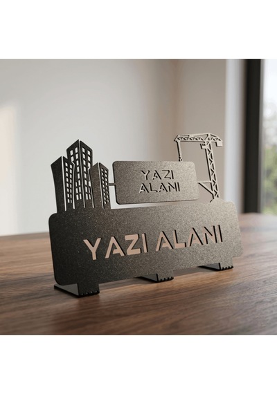 Kişiye Özel Hediyelik İnşaat Mimar Müteahit Mühendis Müdür Tasarımlı Metal Masaüstü İsimlik Siyah