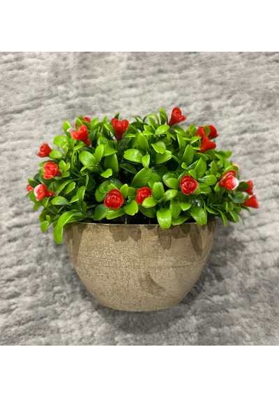 Saksılı Yapay Dağ Kekiği - Doğal Görünümlü Dekoratif Saksı Bitkisi - 18x13 Cm Yeşil