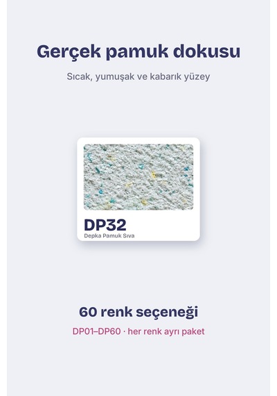 Depka Pamuk Sıva Dp32 2 Kg 7-8 M² İpek Sıva Alternatifi Isı Ve Ses Yalıtımlı Dekoratif Sıva