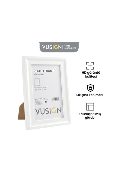 Vusıgn Vs655-wh Mdf Fotoğraf Çerçevesi 13x18 Cm Beyaz Kabartmalı Çerçeve Masaüstü Ve Duvar Askılı