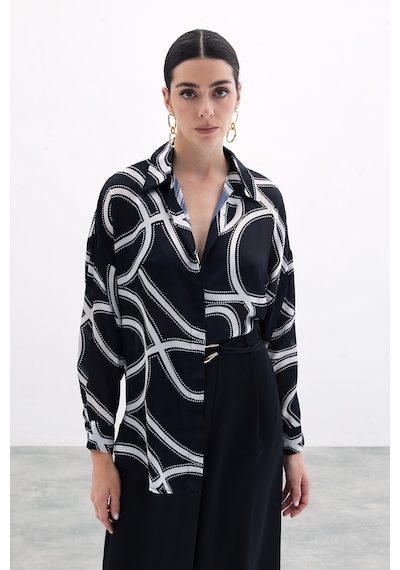 Sateen Salaş Gömlek - Siyah-135820 Siyah