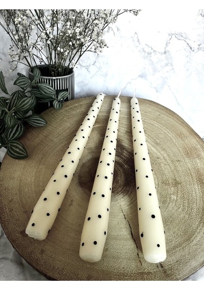Puantiyeli Şamdan Mumu - 2li Set