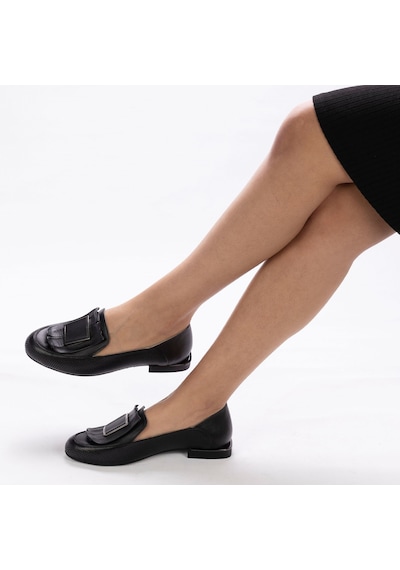 Kadın Hakiki Deri Günlük Klasik Loafer - Babet Ayakkabı Siyah
