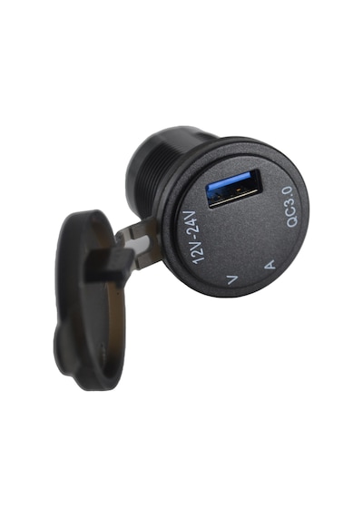 12v 24v Dc Usb Qc3.0 Şarj Port Voltmetreli Ampermetreli Yuvarlak
