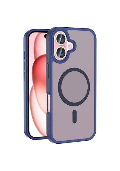 Apple Uyumlu iPhone 16 Plus Kılıf Magsafe Şarj Özellikli Mat Arka Yüzey Sio Premium Kapak Lacivert