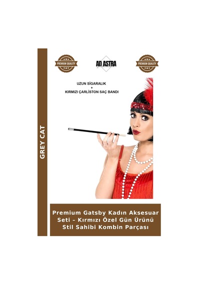 Grey Cat Premium Gatsby Kadın Aksesuar Seti Kırmızı Özel Gün Ürünü Stil Sahibi Kombin Parçası