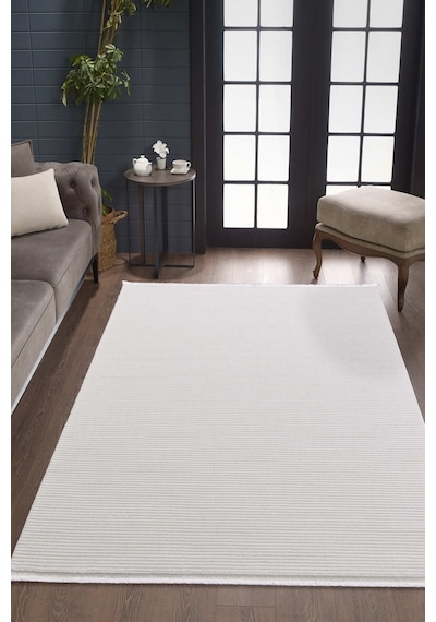 Mariesse Home London Serisi Yumuşak Dokulu Halı Salon Mutfak Koridor Kesme Yolluk Dokuma Makine Halısı Krem