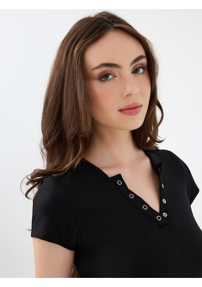 Kadın T-shirt Lf2040462 Black Siyah