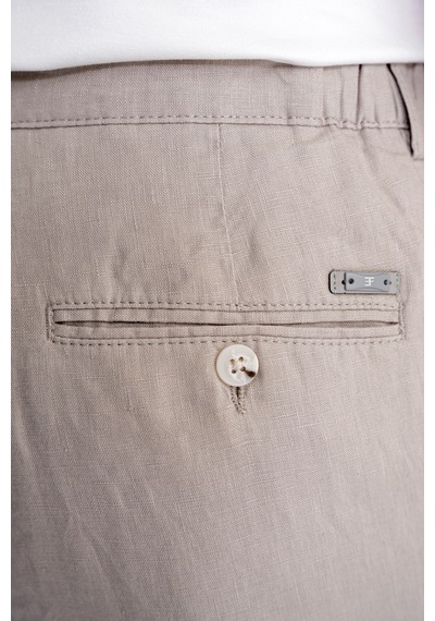 Oversize Kalıp Yan Cep Beli Lastikli Taş Keten Pantolon P 1216