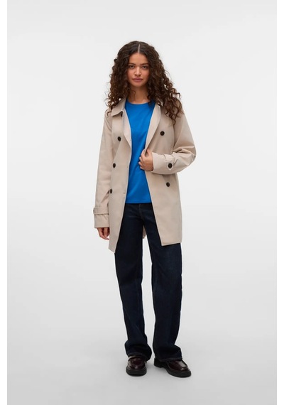 Vero Moda Kadın Vmchelsea Düğmeli Belden Bağlamalı Trençkot 10329343 Taş Taş