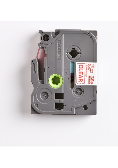 BROTHER P-TOUCH TZE-132 TZE-TAPE 12MM ŞEFFAF  ÜZERİNE KIRMIZI LAM