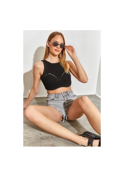 12storeez Shade Crop Triko Acı kahve
