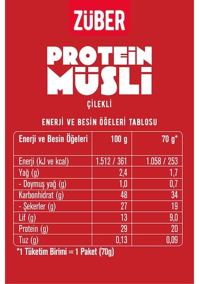 Çilekli Yulaflı Protein Müsli 20g Protein 70g X 5 Adet