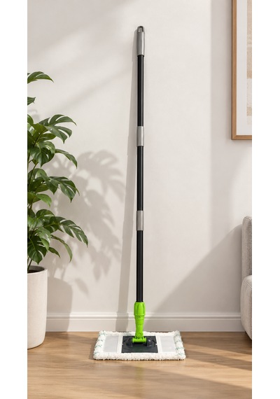 Duvar Ve Tavan Temizleme Mopu - Kurutma Mop - Mikrofiber Başlıklı Demonte Saplı Ekstra Su Emici Bez - 360 Derece Döner Başlık