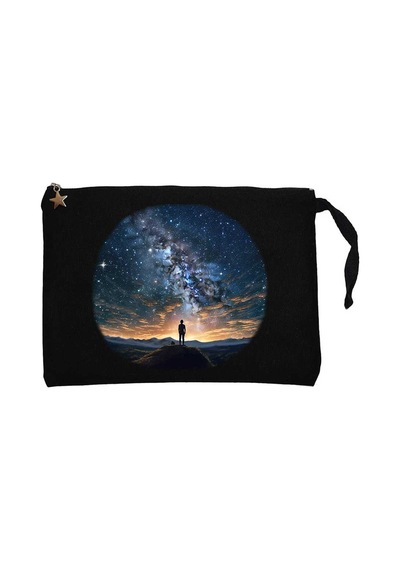 Sky Full Of Star Siyah Clutch Astarlı Cüzdan / El Çantası