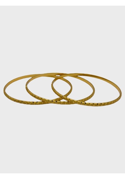 Arnes Jewelry Çelik 22 Ayar Altın Kaplama Çizgili Ajda Bilezik - 3 Adet 22 Cm Ar619nes Gold