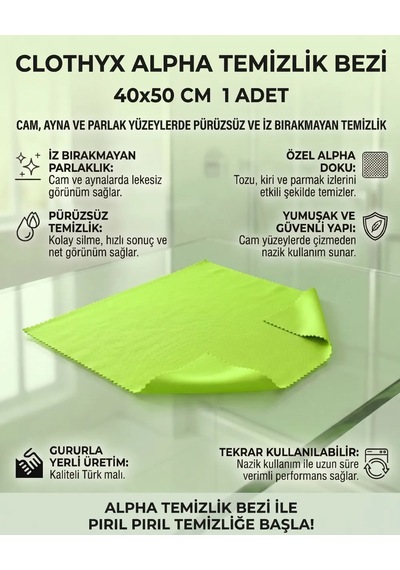 Mikrofiber Alpha Temizlik Bezi 40 50 1 Adet - Yeşil