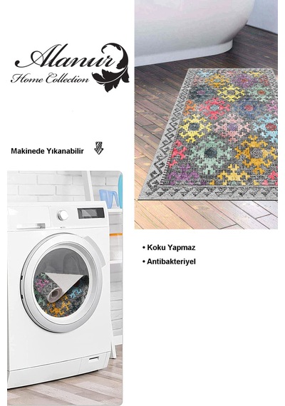 Dekoreko Kaymaz Taban Djt Banyo Halısı Trend Iskandinav F5008 Renkli