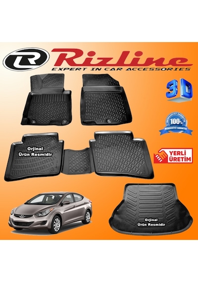 Hyundai Elantra 3D Paspas+Bagaj Havuzu 2011-2016 Arası Rizline N11.20641