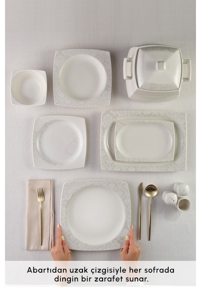 Karaca  Square Bone Bridal 60 Parça 12 Kişilik Yemek Takımı