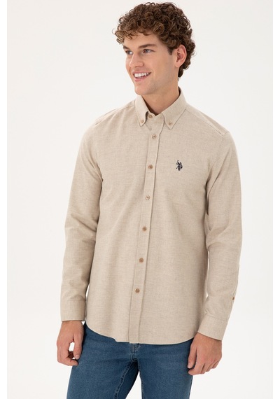 U.s. Polo Assn. Erkek Kum Gömlek Desenli 50296598-vr085 Kum
